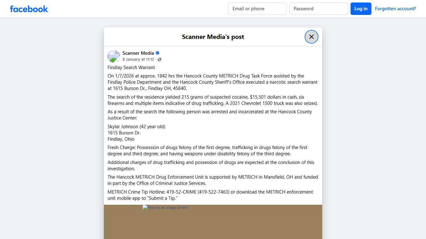 Scanner Media - Findlay Search Warrant On 1/7/2026 at... | Facebook